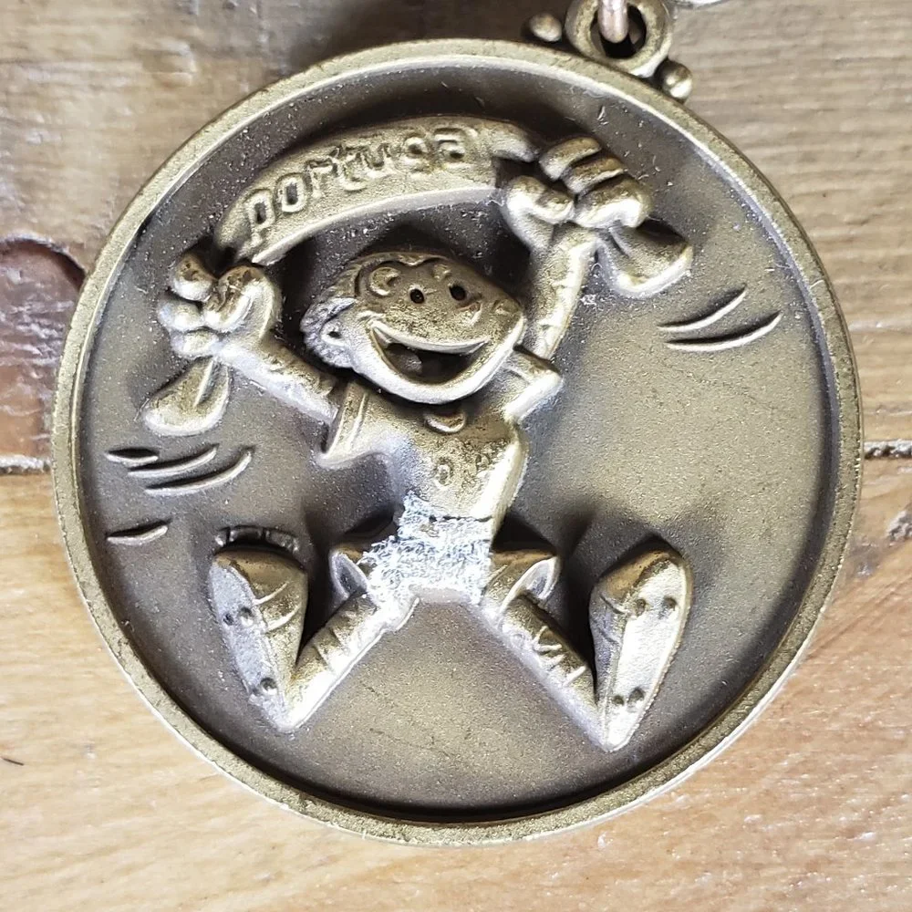 Vtg UEFA Euro 2004 Portugal Football Soccer Metal Keychain Key Ring